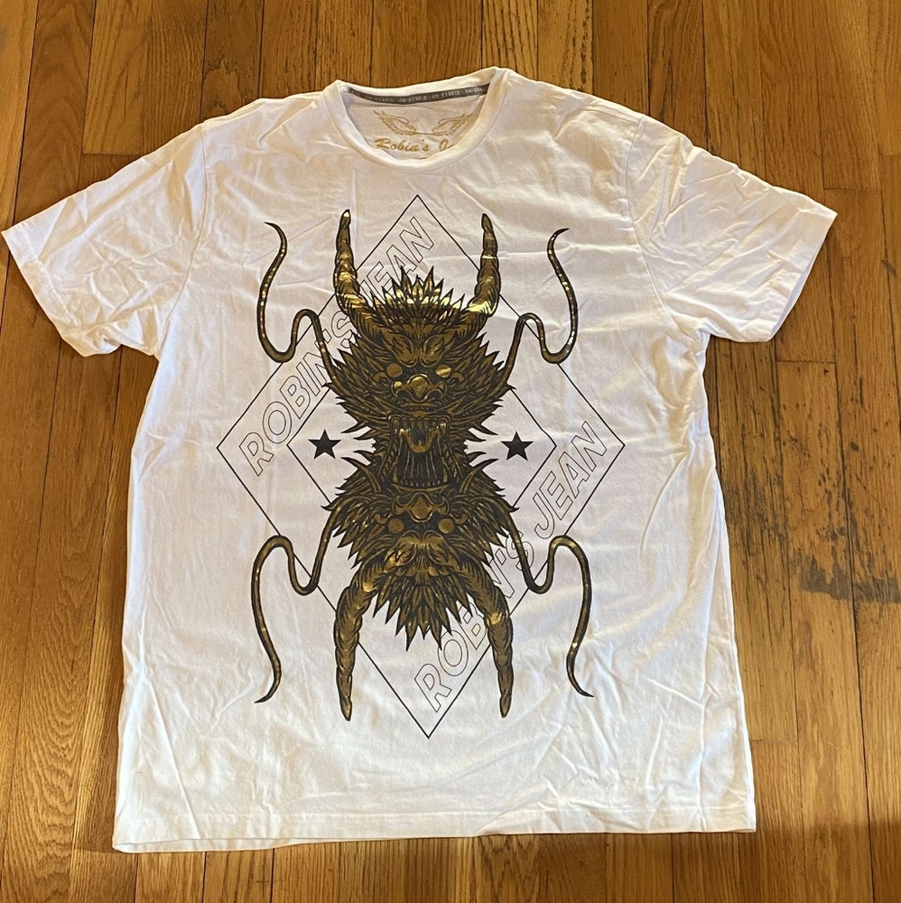 White Robin Jeans Gold Dragon T-shirt